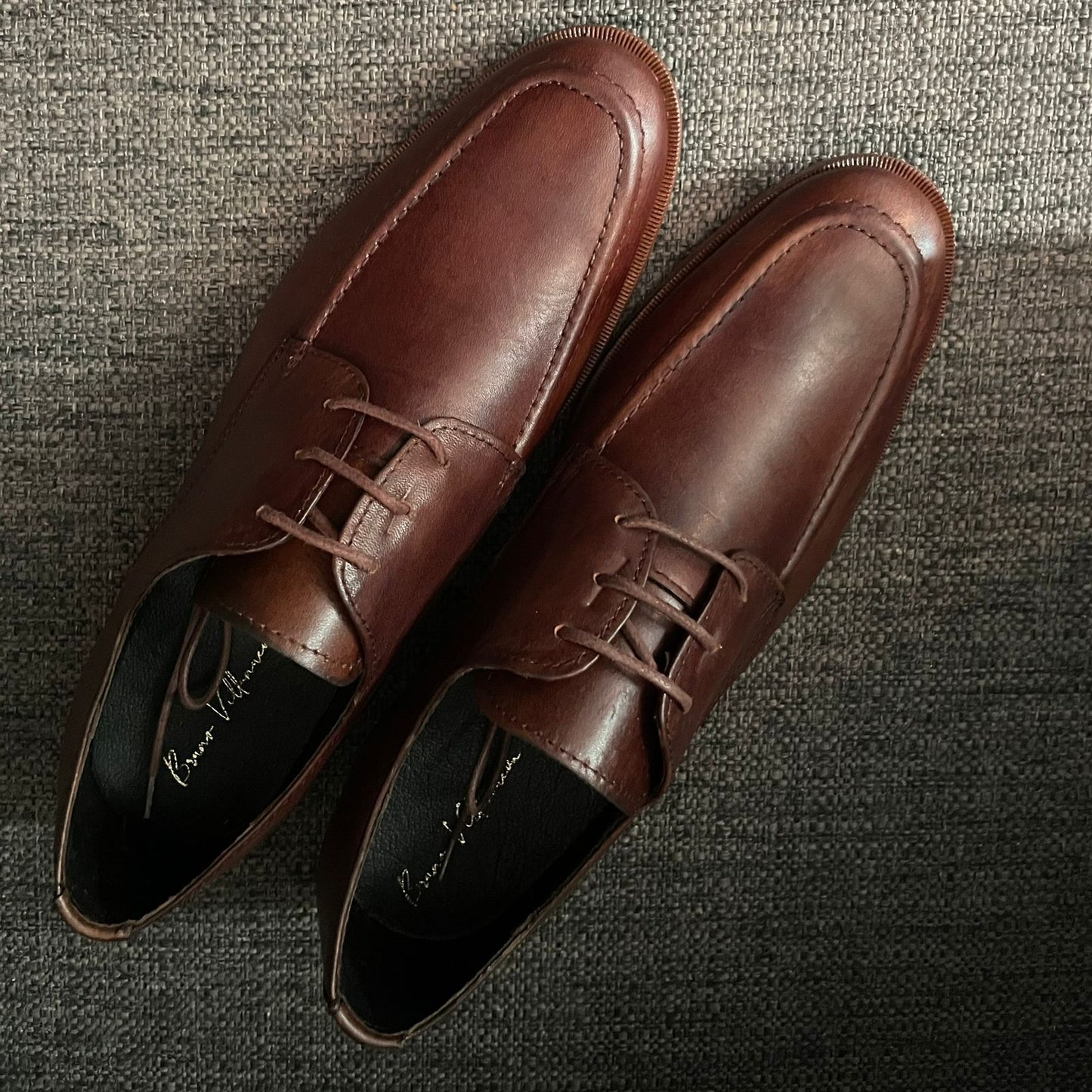 Oxford Madera muñequeado piel y suela de cuero cosida Mod 13001
