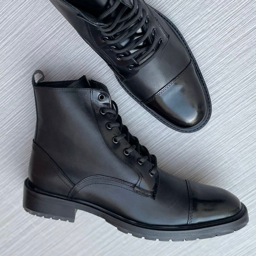 Combat Boots black shine cuero y antiderrapante Mod 005