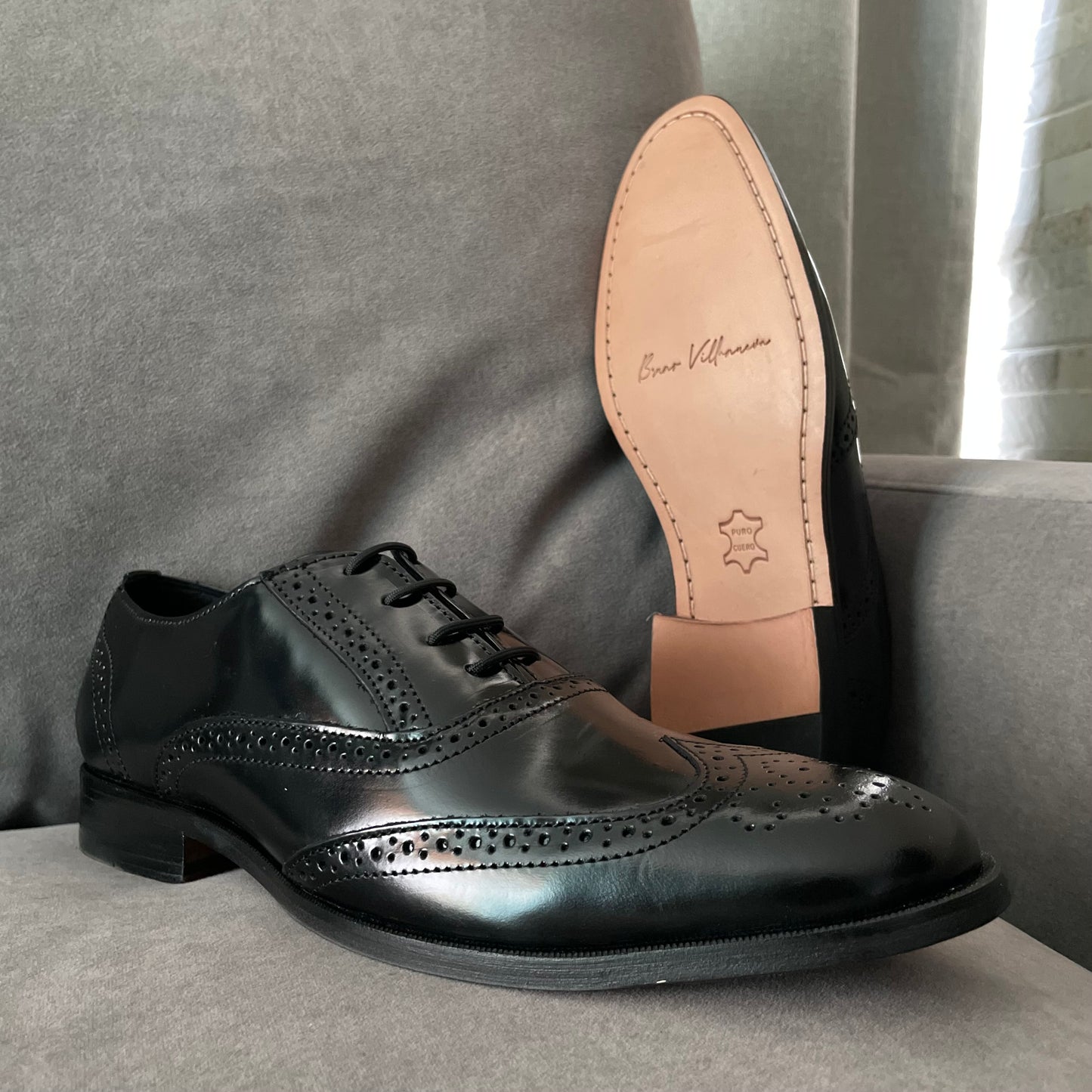 Bostoniano Black suit corte piel y suela de cuero Mod 7015