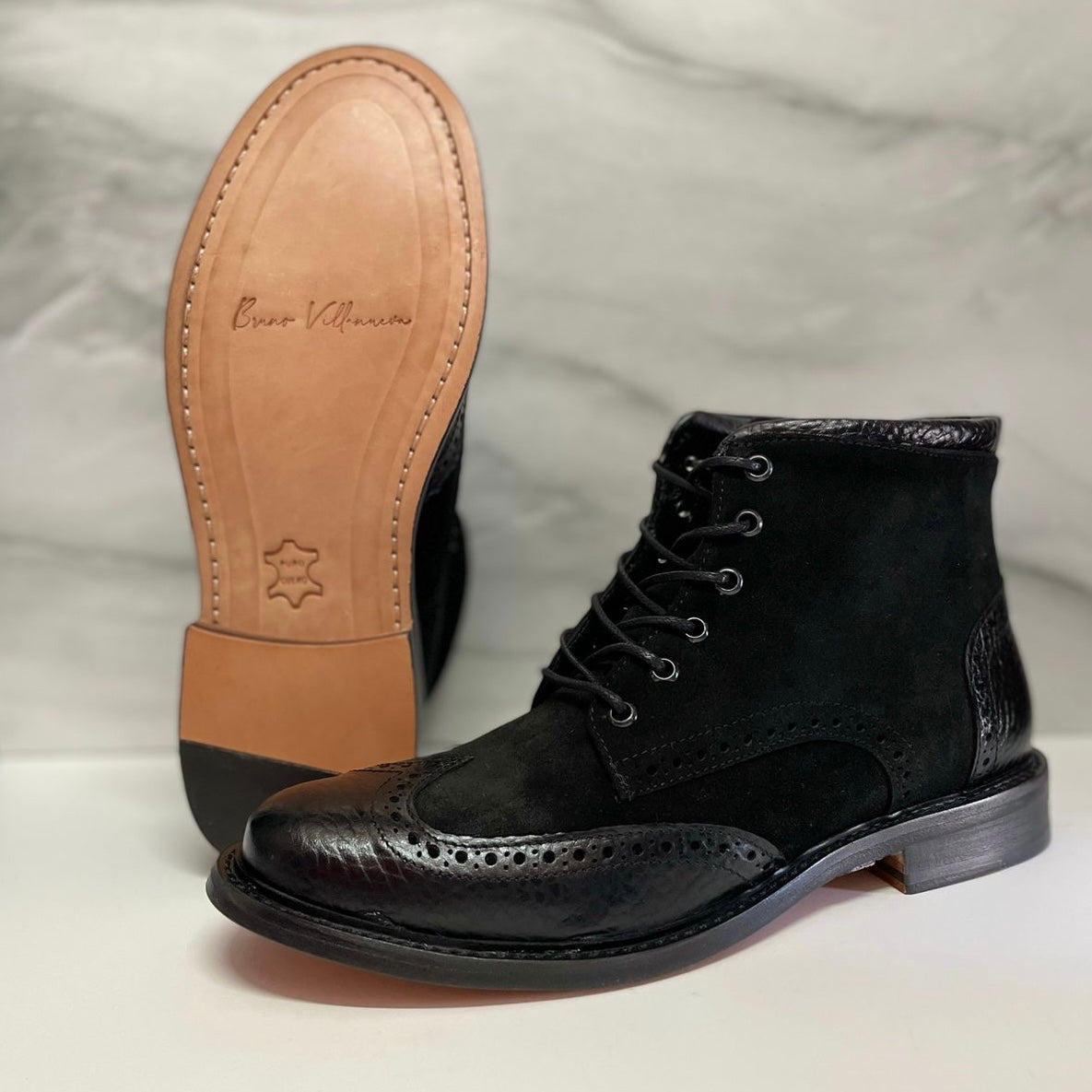 Bota Farmer black suela de cuero cosida Mod 341
