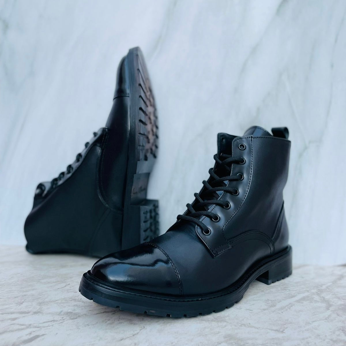 Combat Boots black shine cuero y antiderrapante Mod 005