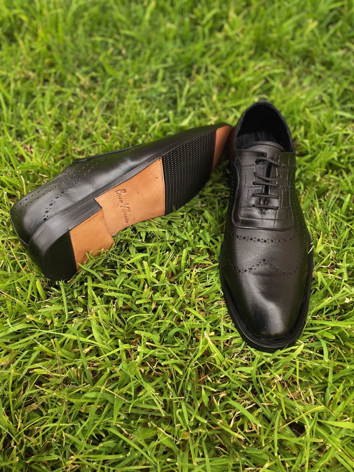Oxford black heart corte piel y suela de cuero + antiderrapante Mod STO 002