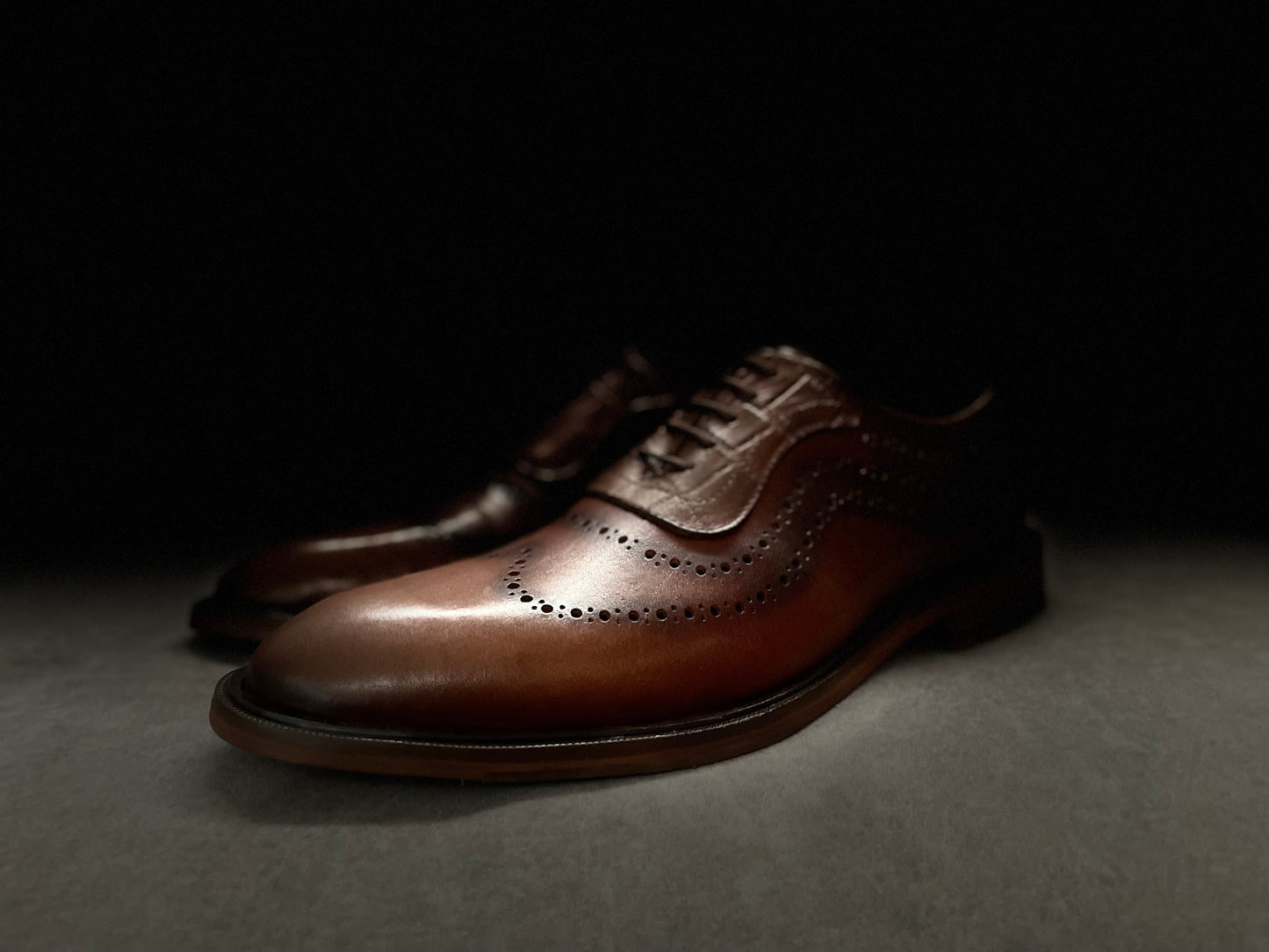 Oxford brown heart corte piel y suela de cuero + antiderrapante Mod STO 002