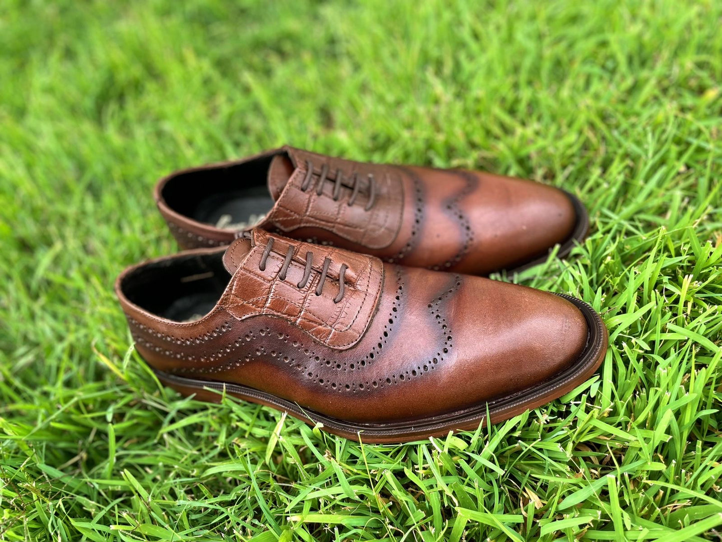 Oxford brown heart corte piel y suela de cuero + antiderrapante Mod STO 002
