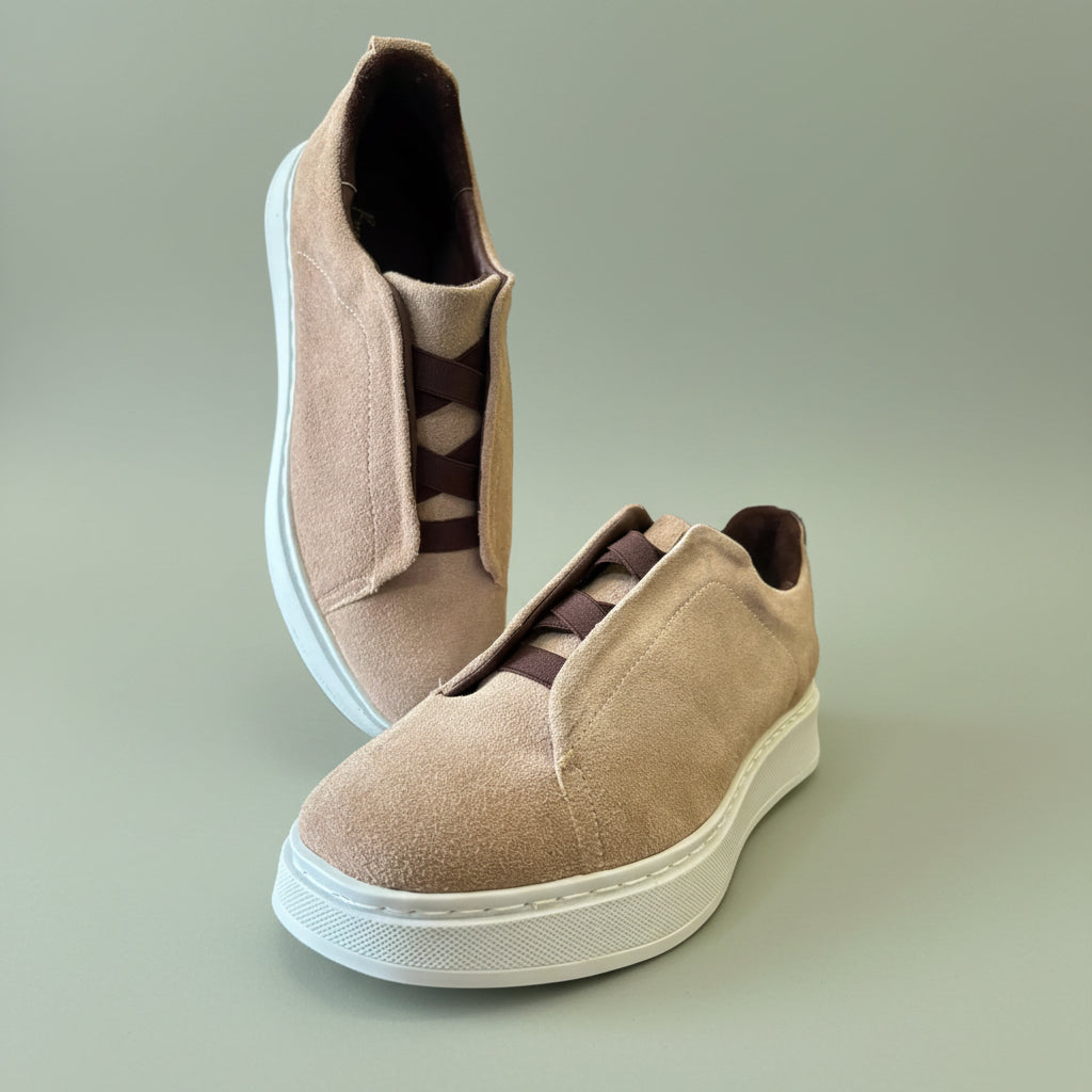 Sneakers Z sand gamuza corte piel Mod 1009SA