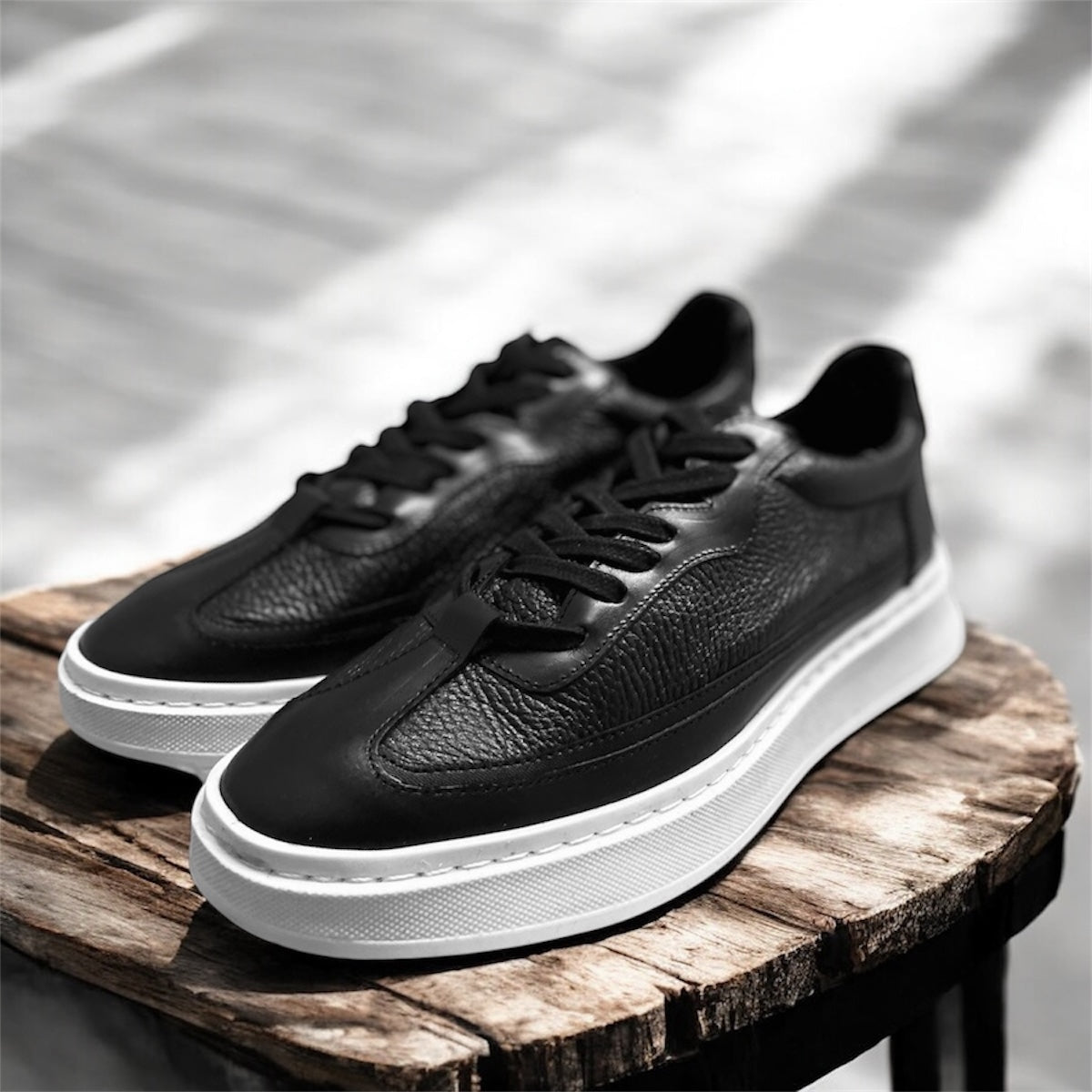 Sneakers Hugo black corte piel Mod 121