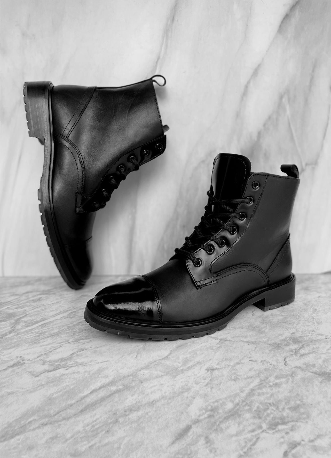 Combat Boots black shine cuero y antiderrapante Mod 005