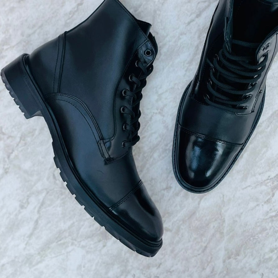 Combat Boots black shine cuero y antiderrapante Mod 005