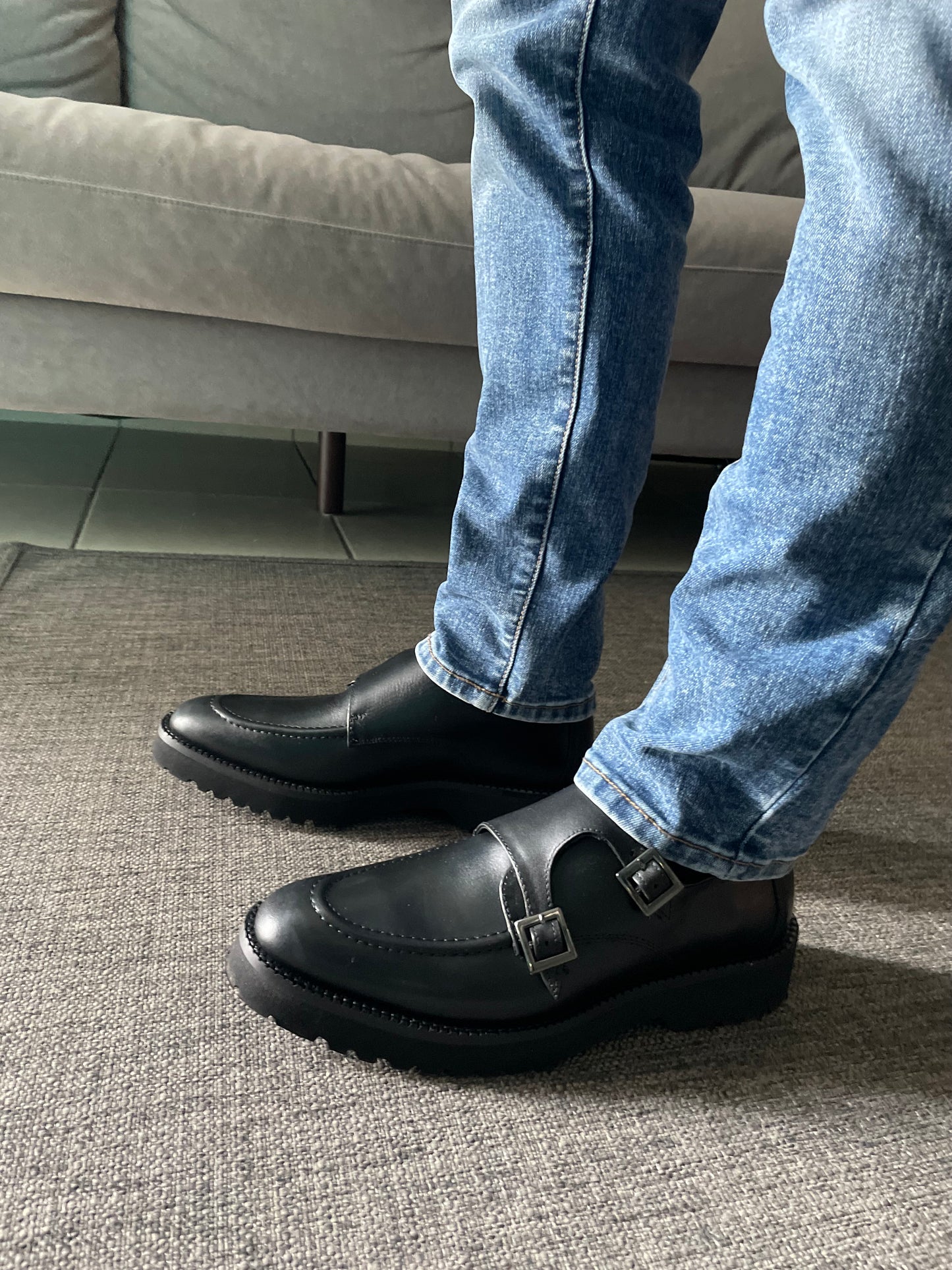 Monkstrap negro Atanado Mod 7003