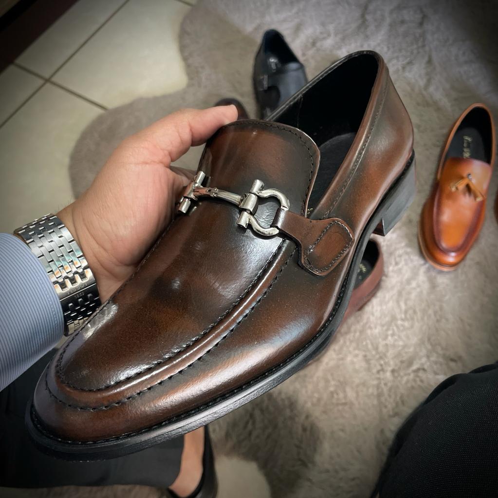 Mocasín Corte Piel Y Suela De Cuero color Miel Mod 7009