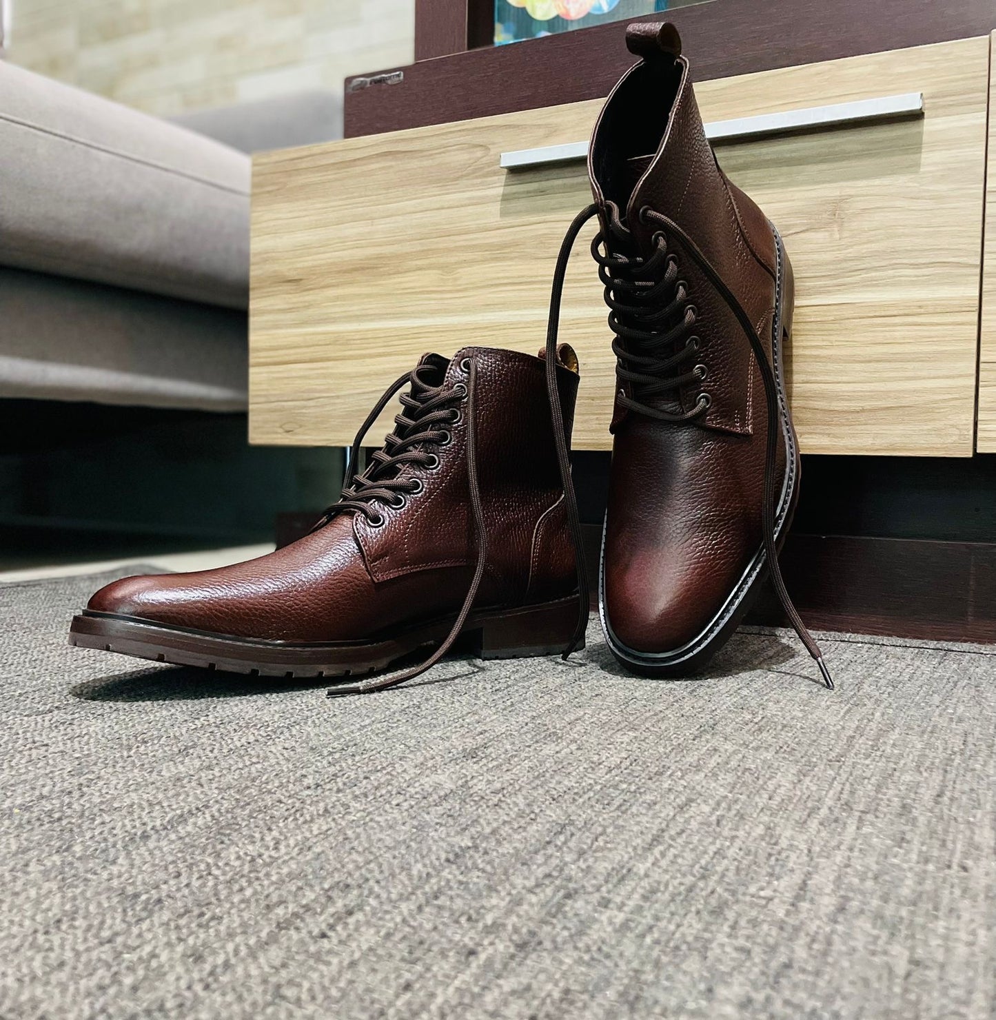 Combat Boots Floter Cognac cuero y antiderrapante Mod 009