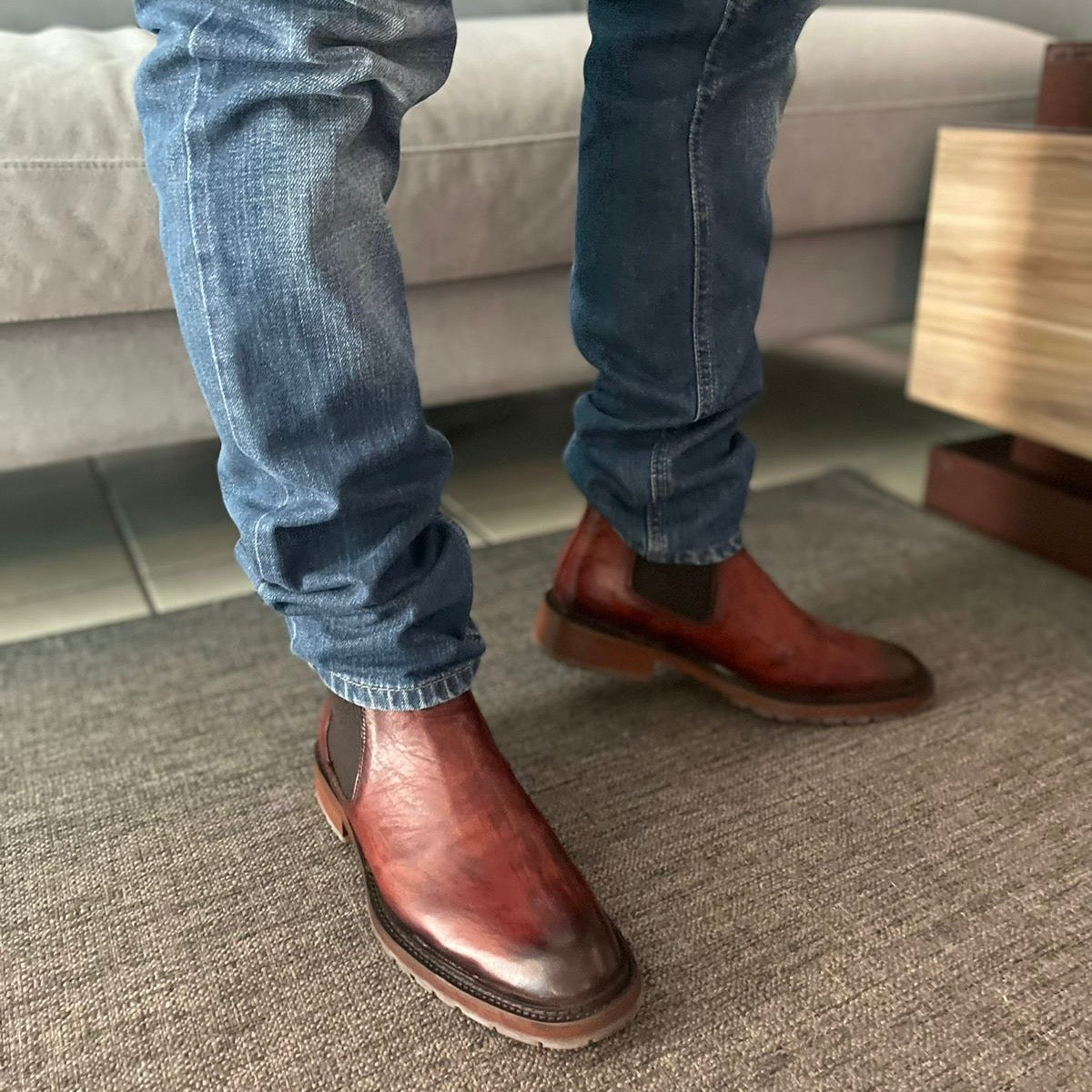 Bota Chelsea Henrry corte de piel color ocre ahumado modelo 400