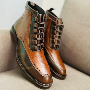 Honey diamond bota de piel y suela de cuero+ Antiderrapante color Miel Modelo 3000