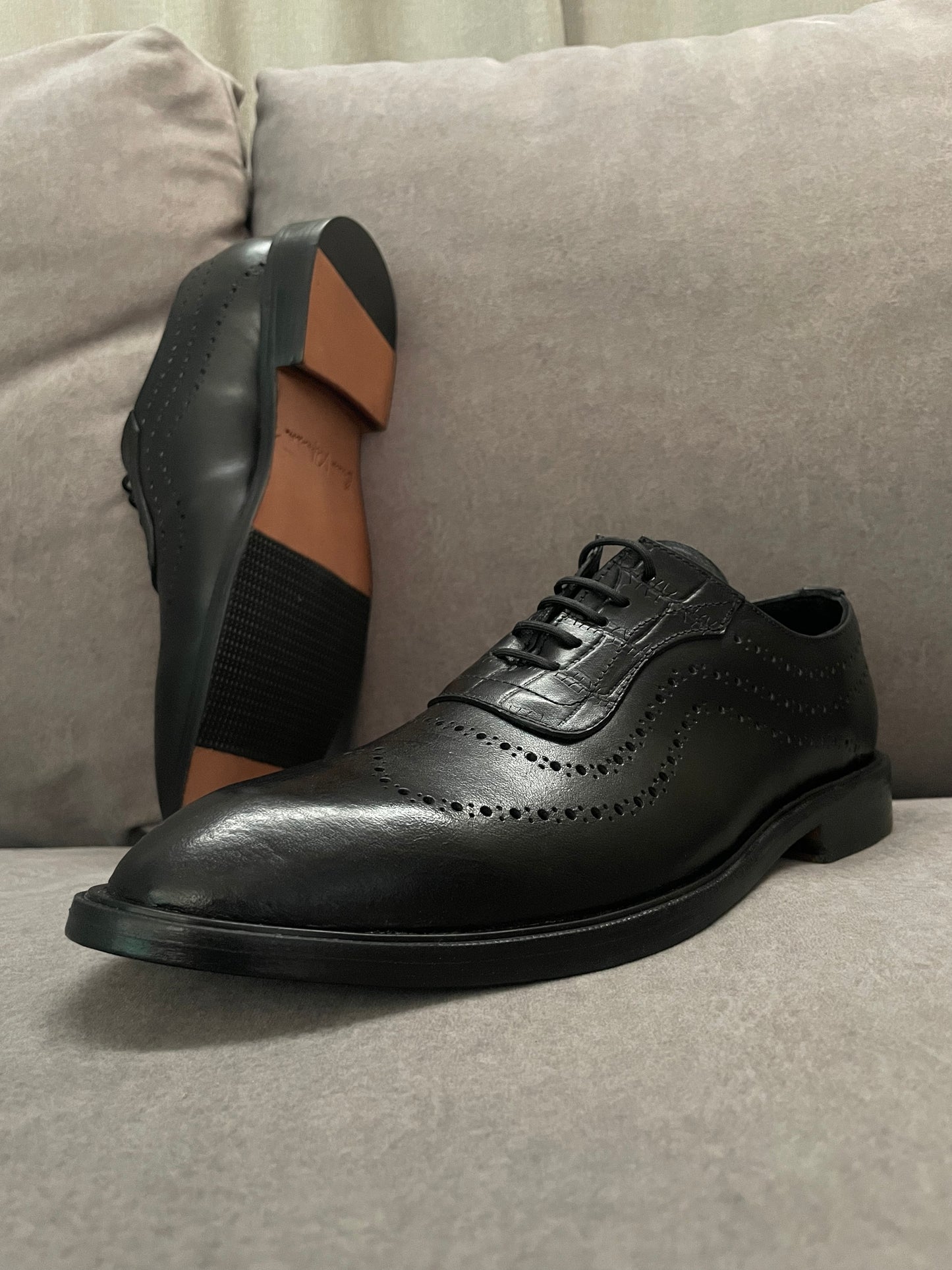 Oxford black heart corte piel y suela de cuero + antiderrapante Mod STO 002