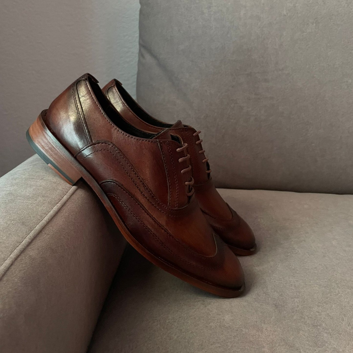 Oxford Madera muñequeado piel y suela de cuero cosida Mod 13002