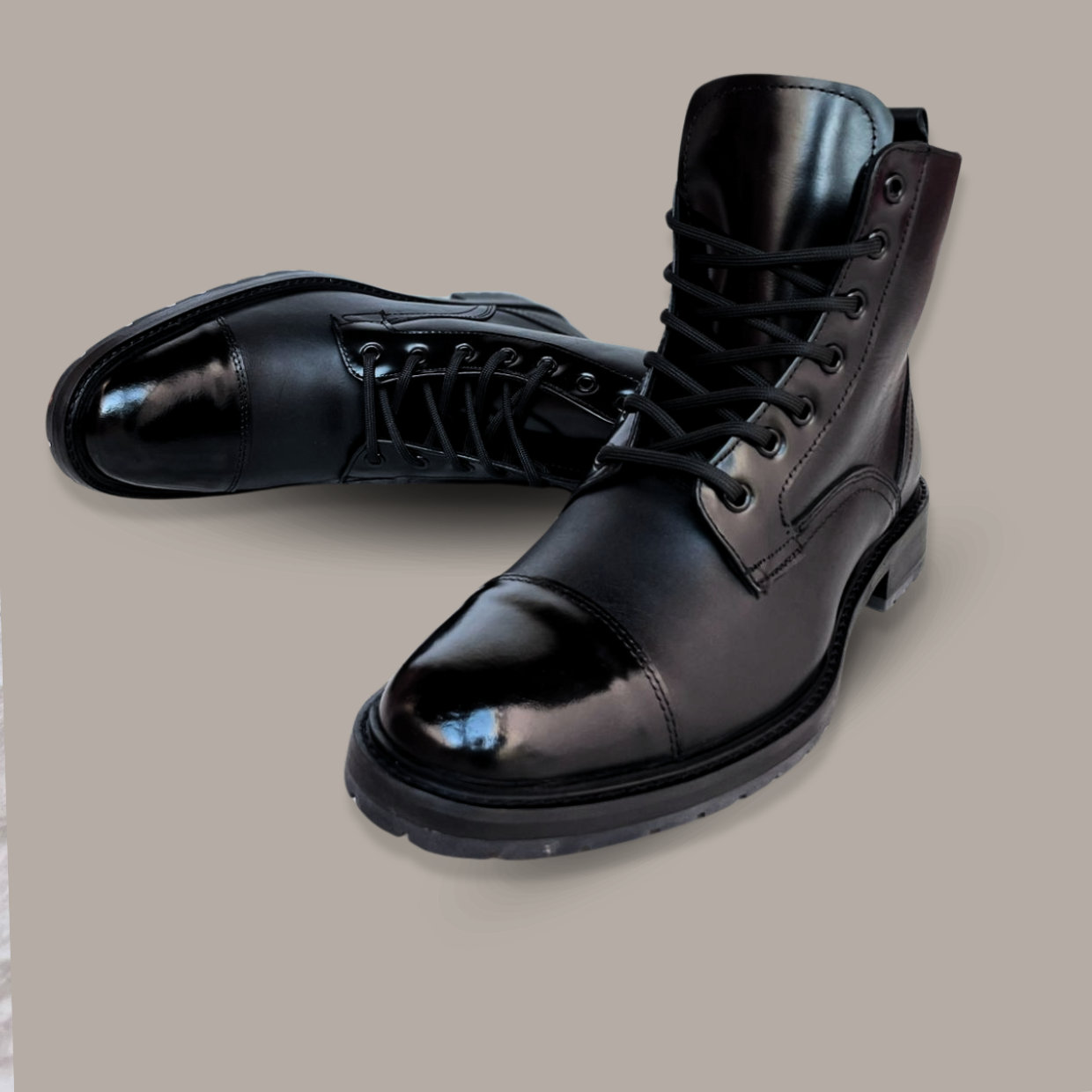 Combat Boots black shine cuero y antiderrapante Mod 005