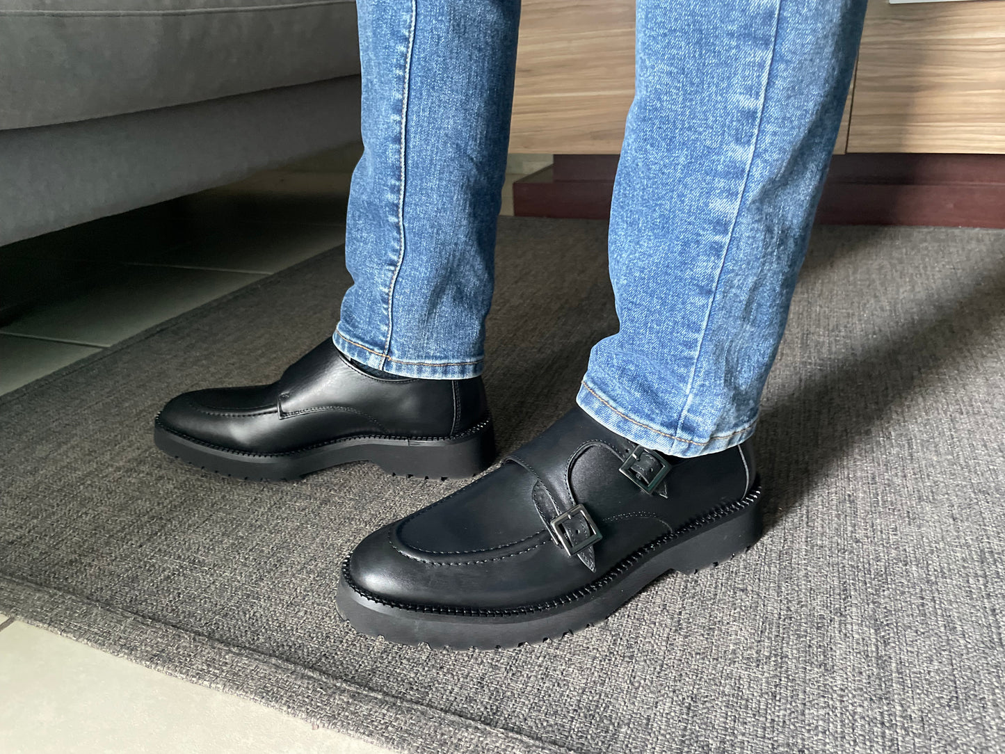 Monkstrap negro Atanado Mod 7003