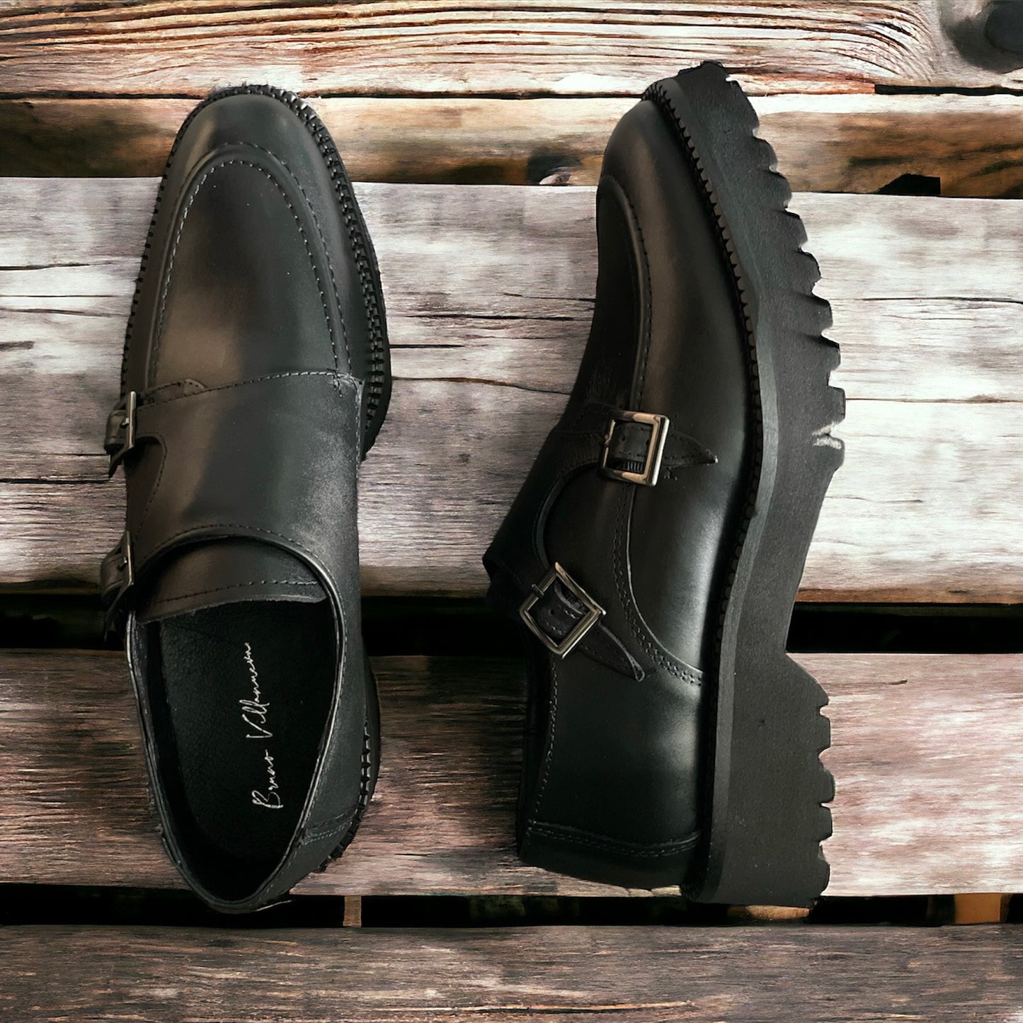 Monkstrap negro Atanado Mod 7003