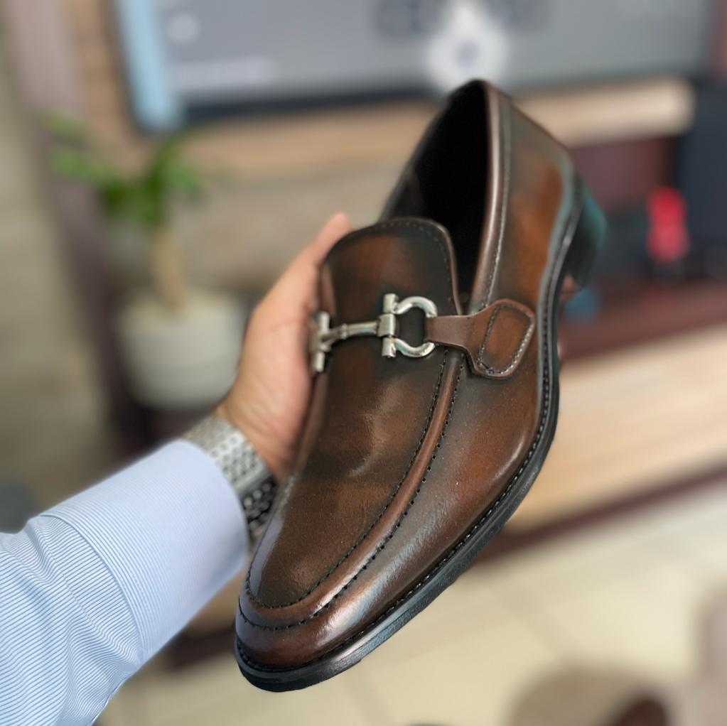 Mocasín Corte Piel Y Suela De Cuero color Miel Mod 7009