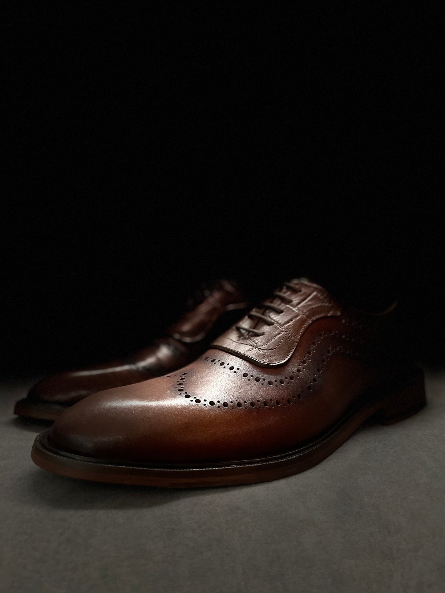 Oxford brown heart corte piel y suela de cuero + antiderrapante Mod STO 002