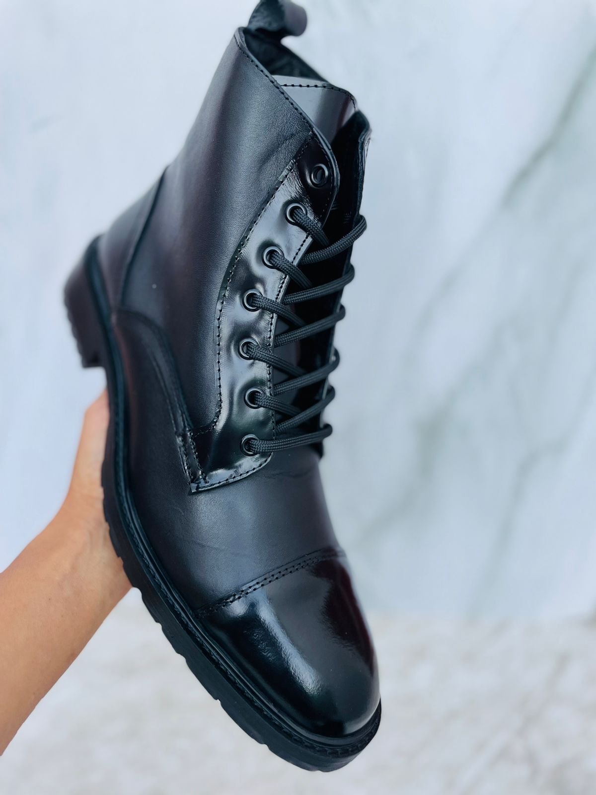 Combat Boots black shine cuero y antiderrapante Mod 005