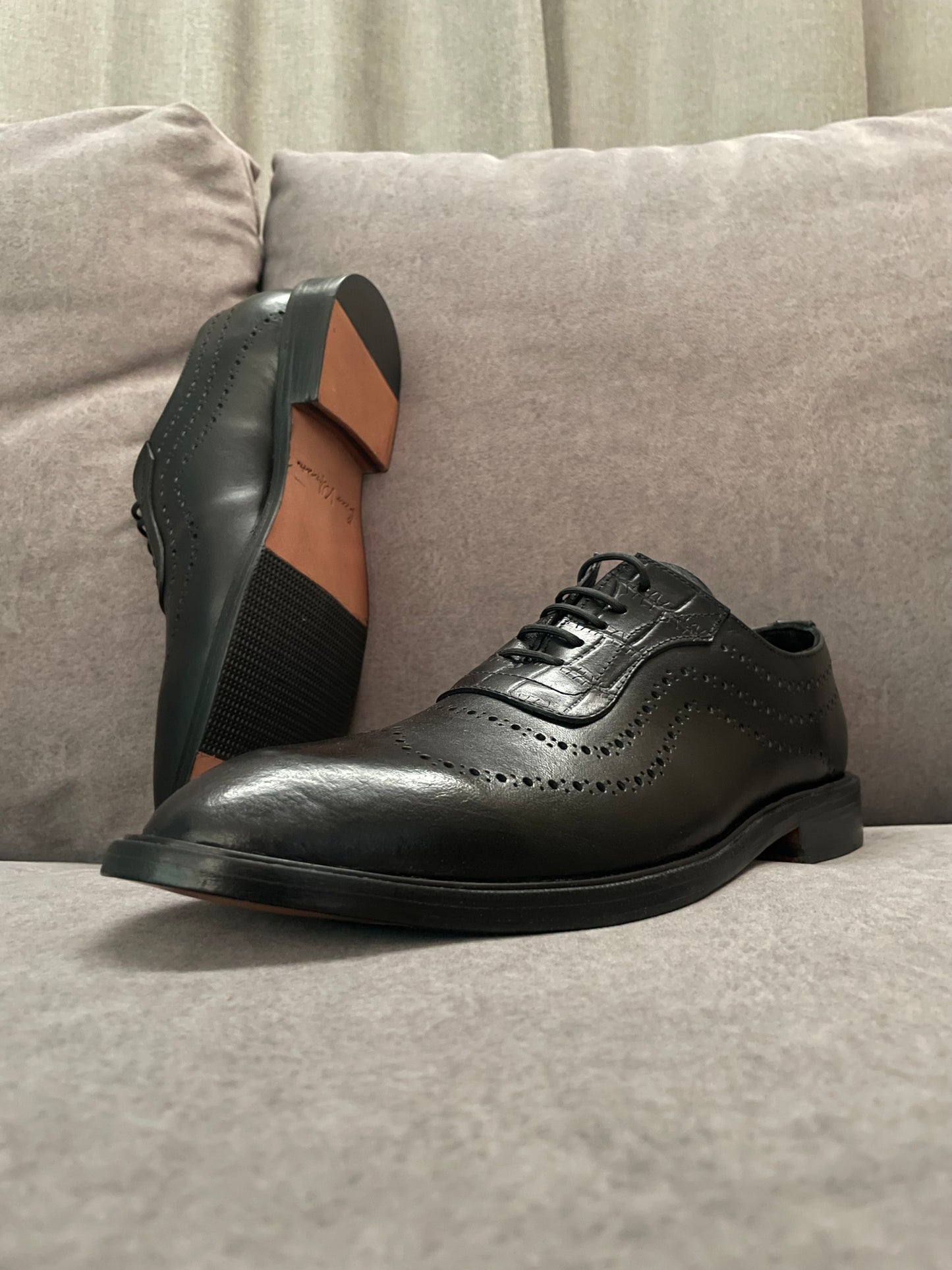 Oxford black heart corte piel y suela de cuero + antiderrapante Mod STO 002