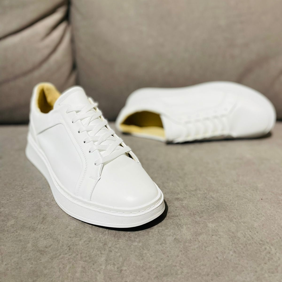 Sneakers all white corte piel Mod 160