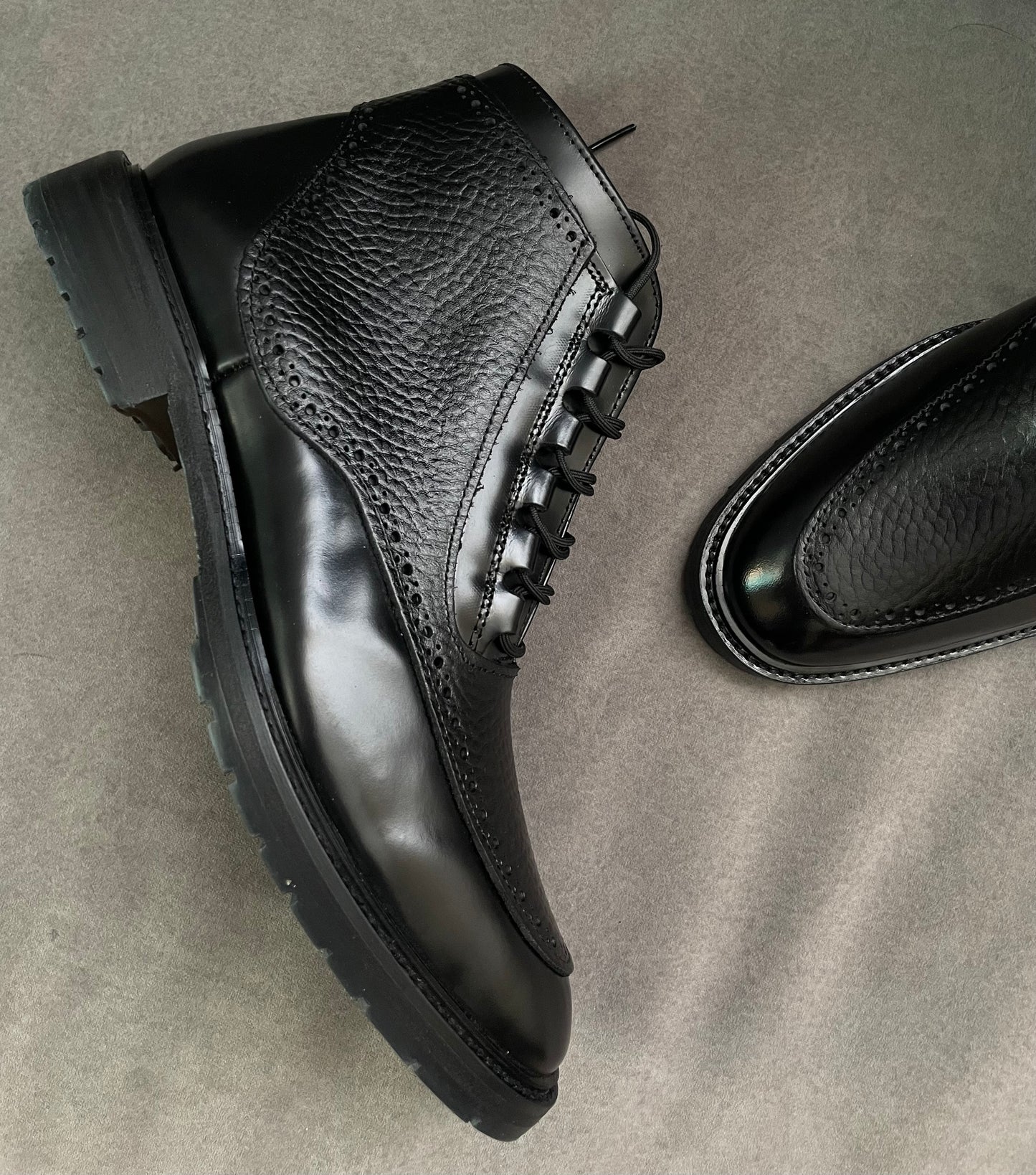 Black Diamond Bota corte piel y suela de cuero + Antiderrapante Negra Mod 3000