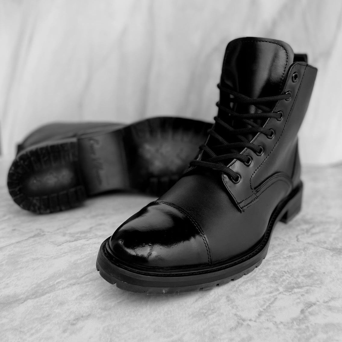 Combat Boots black shine cuero y antiderrapante Mod 005