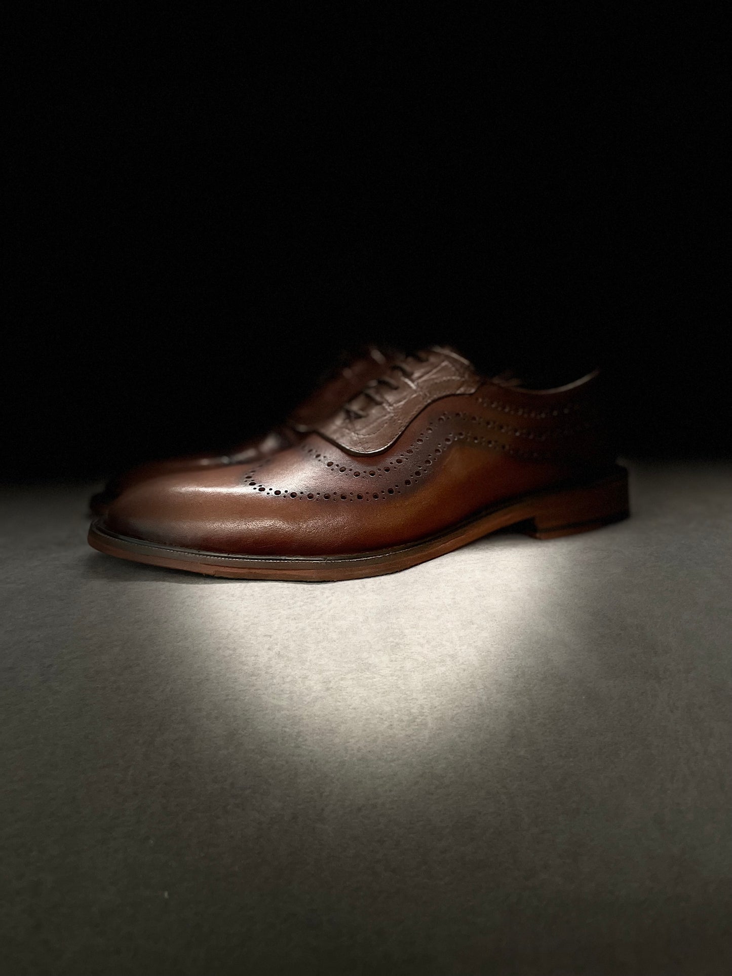Oxford brown heart corte piel y suela de cuero + antiderrapante Mod STO 002