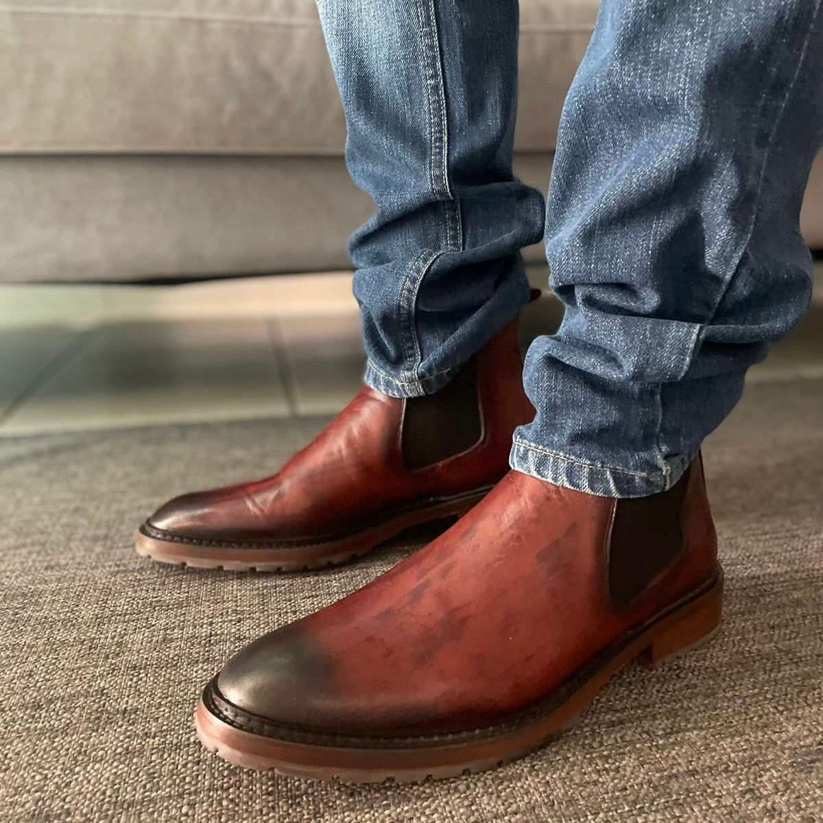 Bota Chelsea Henrry corte de piel color ocre ahumado modelo 400