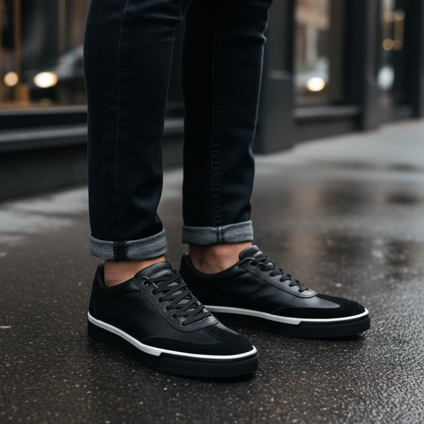 Sneakers Batuque black corte piel Mod 5051