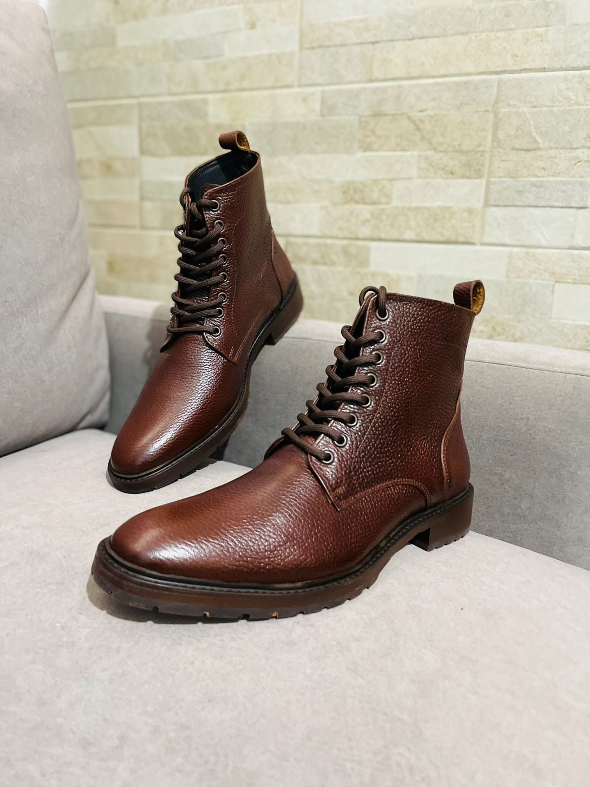 Combat Boots Floter Cognac cuero y antiderrapante Mod 009