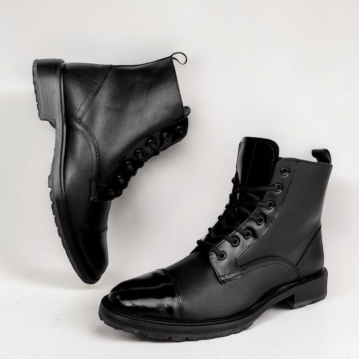 Combat Boots black shine cuero y antiderrapante Mod 005