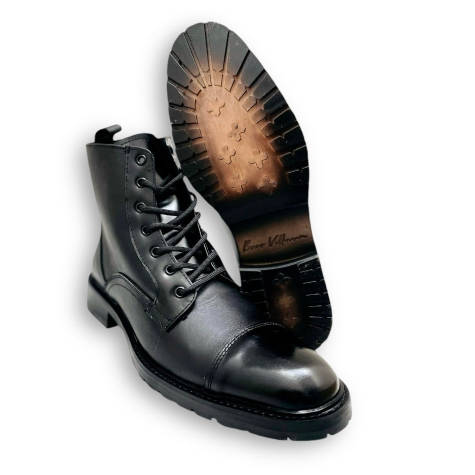Combat Boots black shine cuero y antiderrapante Mod 005