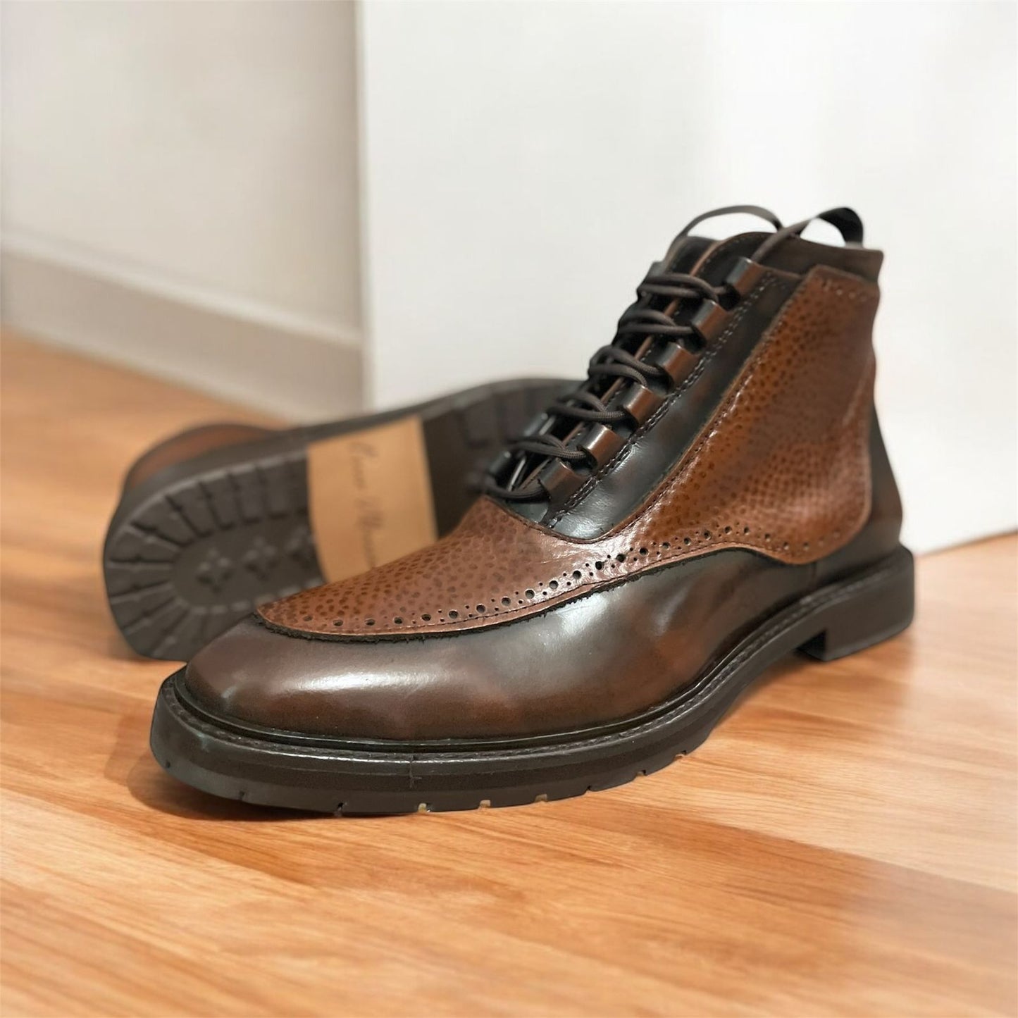 Honey diamond bota de piel y suela de cuero+ Antiderrapante color Miel Modelo 3000