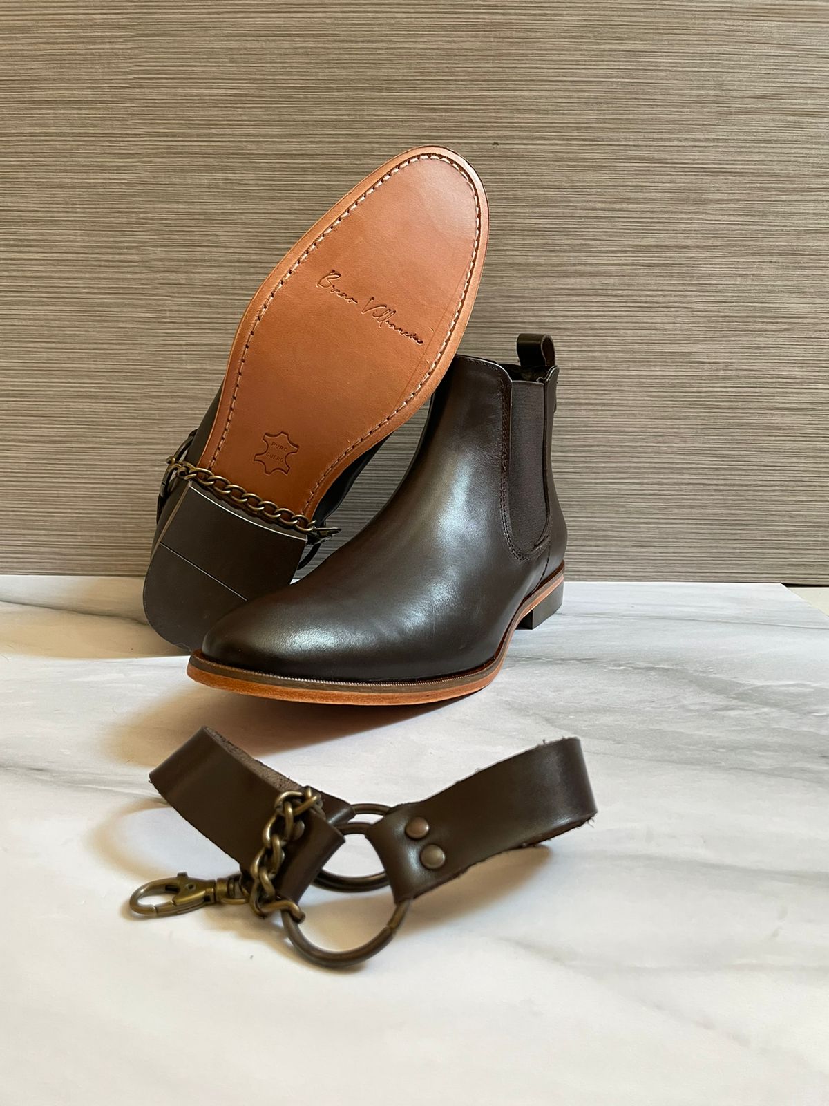 Boots Proteo de piel café suela de cuero cocida Mod 401