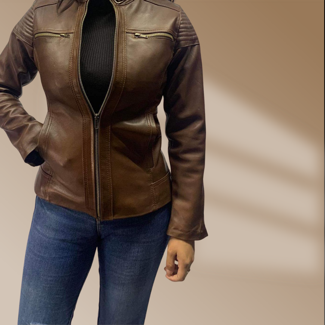 Outfit Chamarra De Piel Cafe Mujer Cuero Outfit Chamarra Capitonada Chamarra Colores Chamarras De