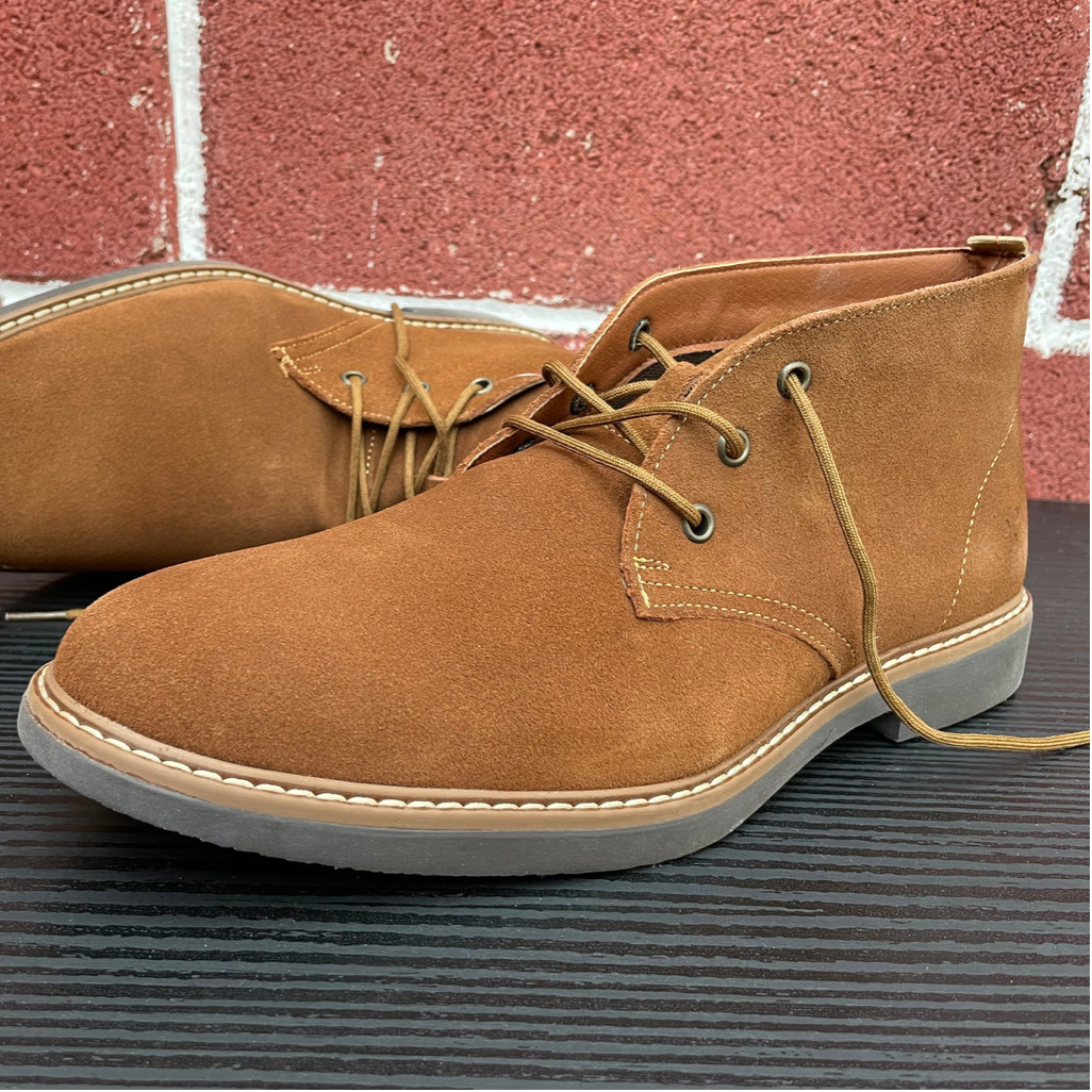 Botín cordones Gamuza Canela Suela de Goma Mod 35802