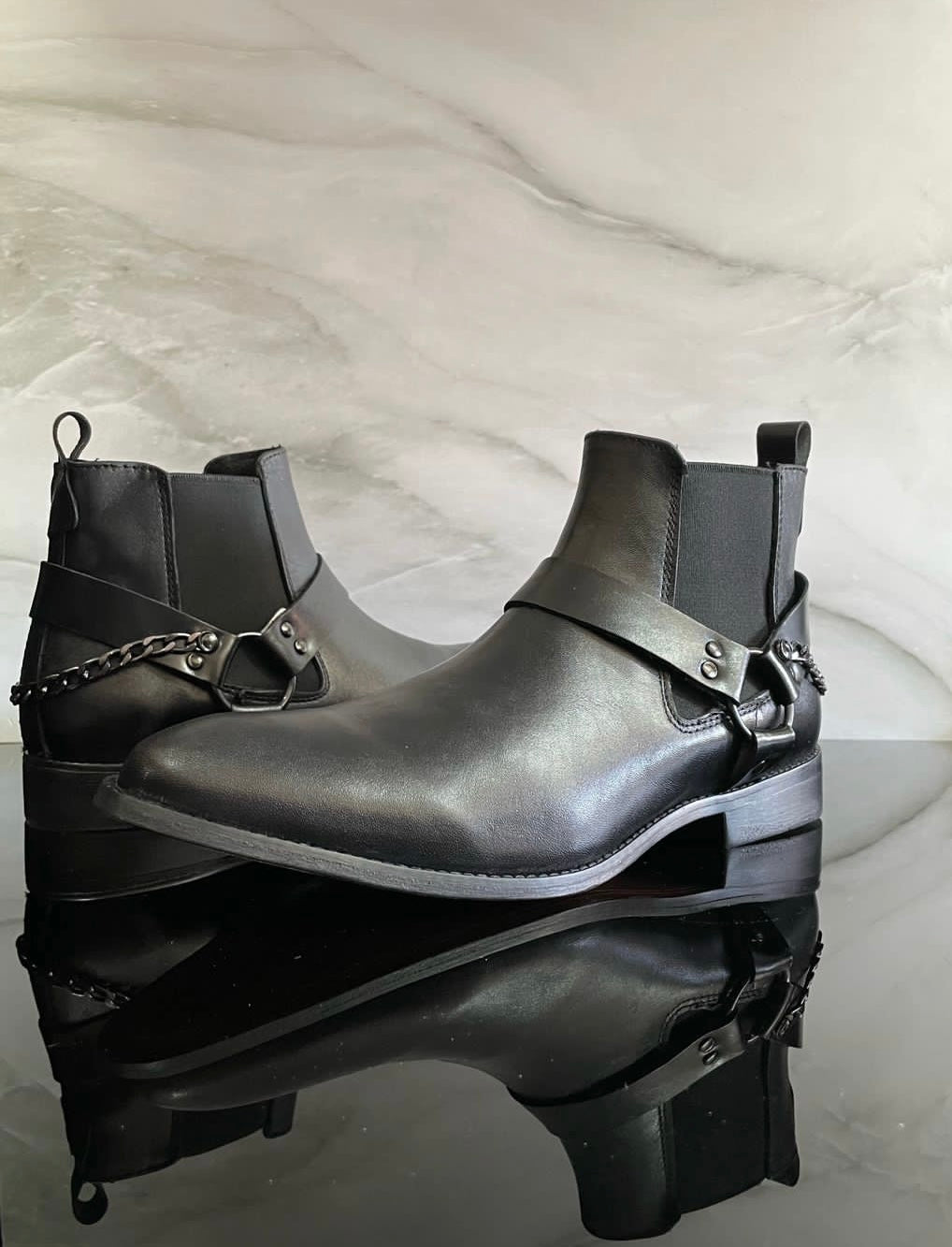 Lexington boots back chain Piel atanada negra Mod 420