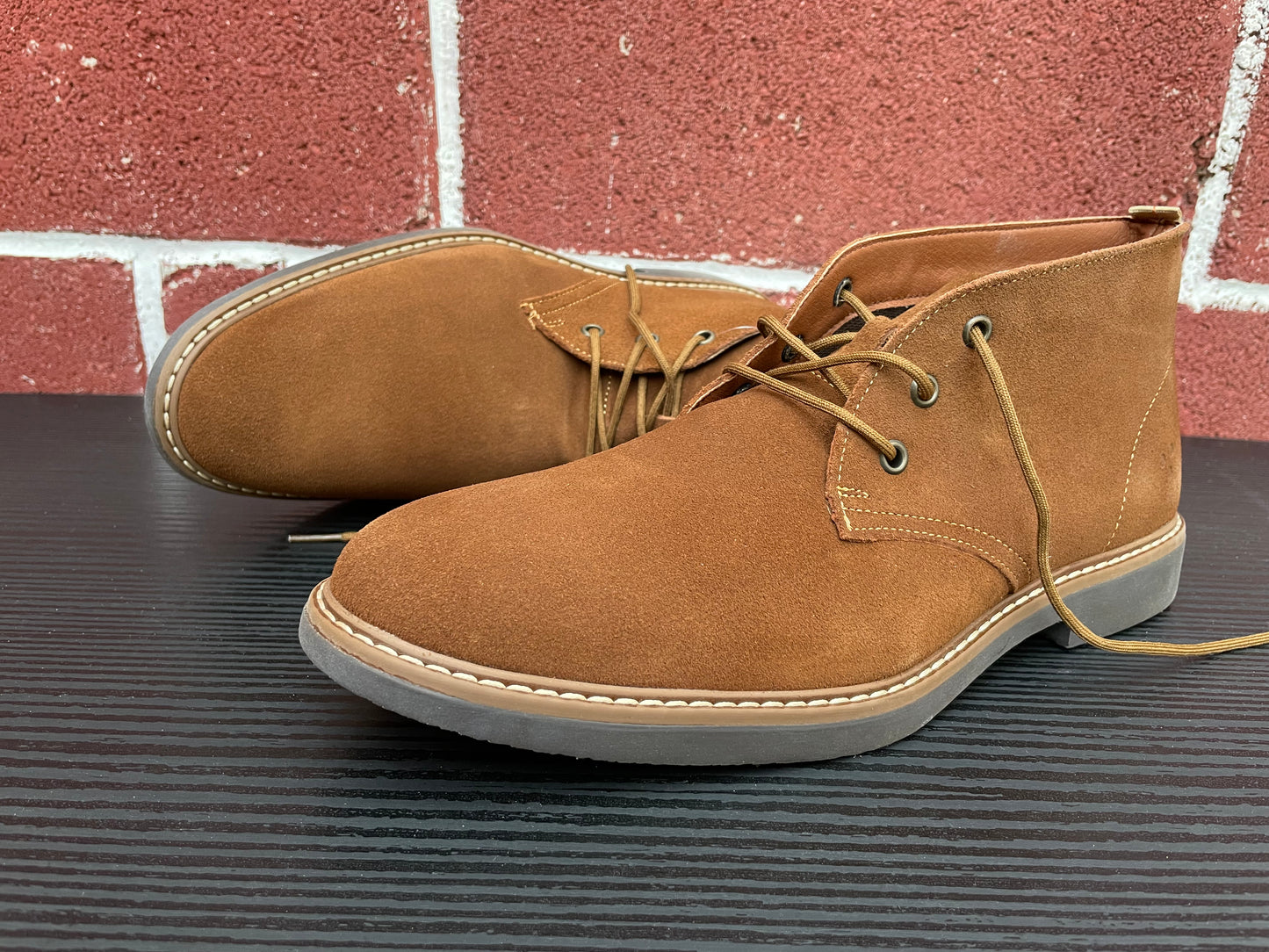 Botín cordones Gamuza Canela Suela de Goma Mod 35802