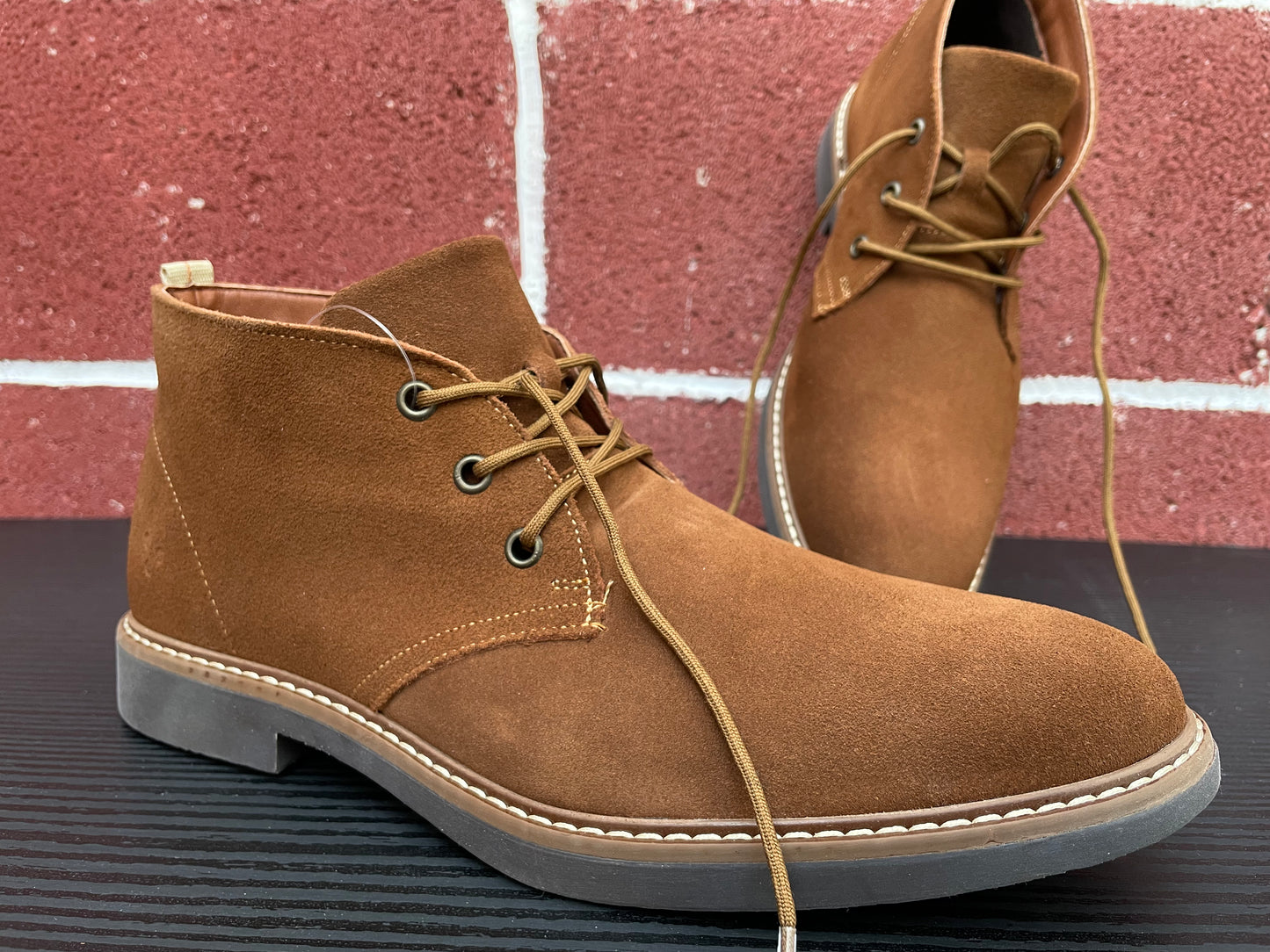 Botín cordones Gamuza Canela Suela de Goma Mod 35802