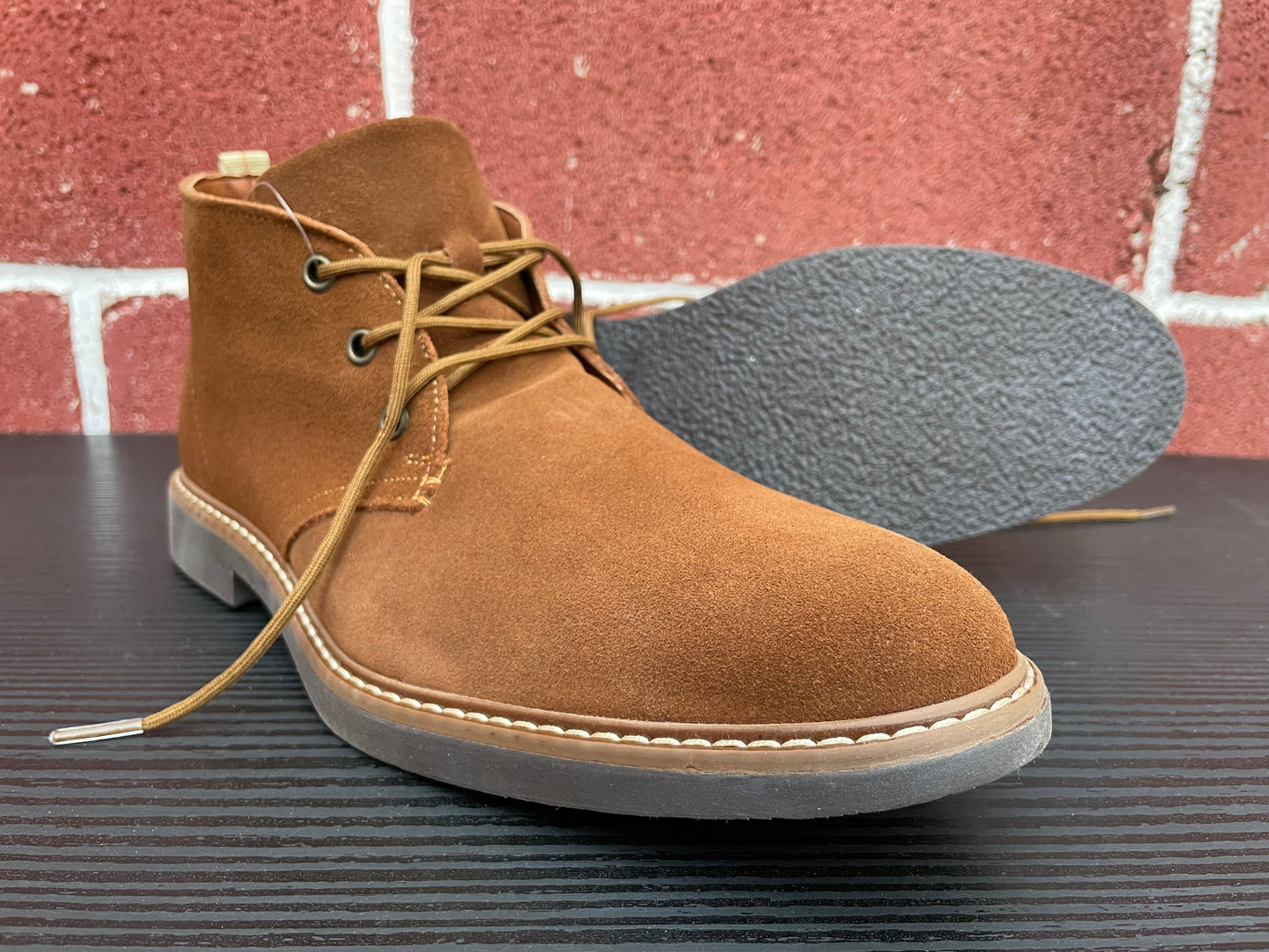 Botín cordones Gamuza Canela Suela de Goma Mod 35802