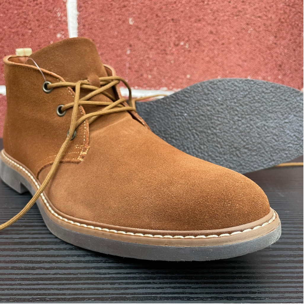 Botín cordones Gamuza Canela Suela de Goma Mod 35802