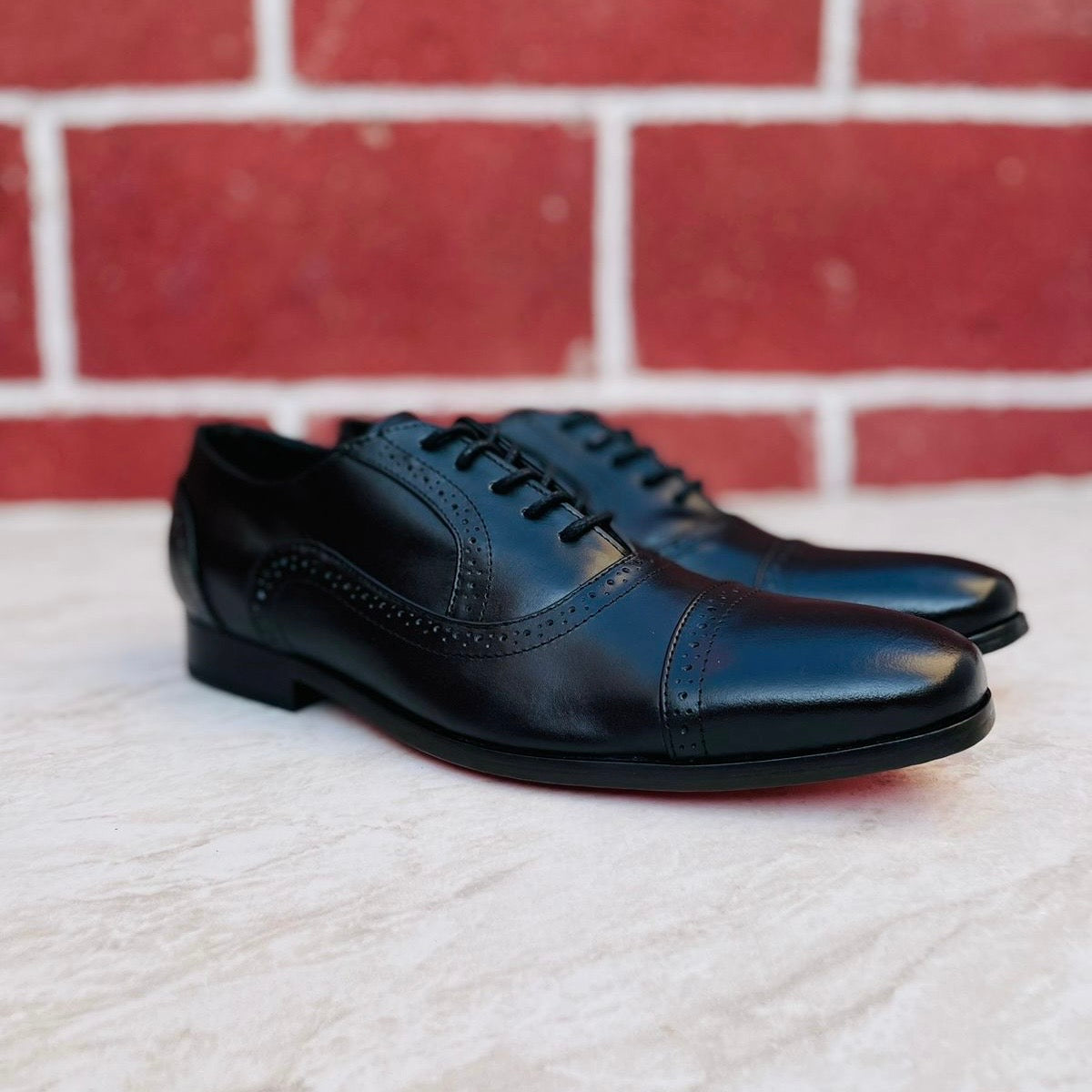 Oxford Negro suela de cuero Mod 3300