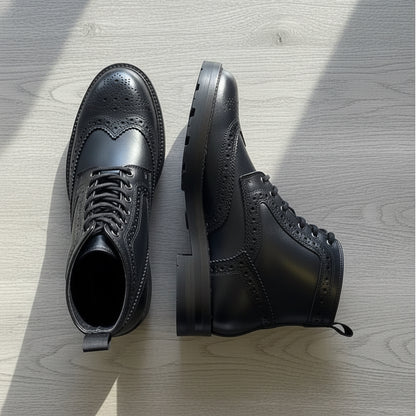 Bota brogue casual de piel premium para hombre Mod 501 Negra