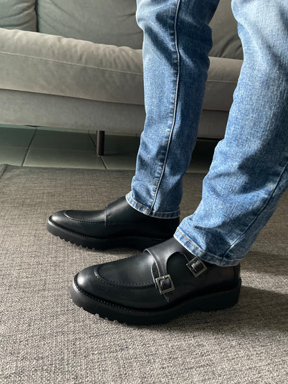 Monkstrap negro Atanado  Mod 7003