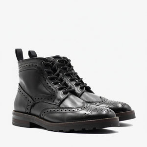 Bota brogue casual de piel premium para hombre Mod 501 Negra
