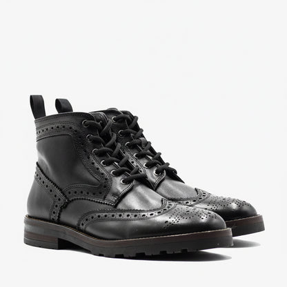 Bota brogue casual de piel premium para hombre Mod 501 Negra