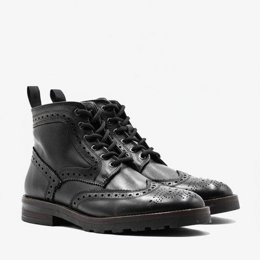 Bota brogue casual de piel premium para hombre Mod 501 Negra